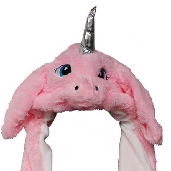 WHITE Unicorn Fits Adults Kids Squeeze Paw Lift Ears Hat - Picture 8 of 11